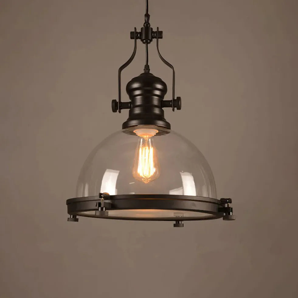 Hémisphère Lantern Design Black Industrial Pendant Light