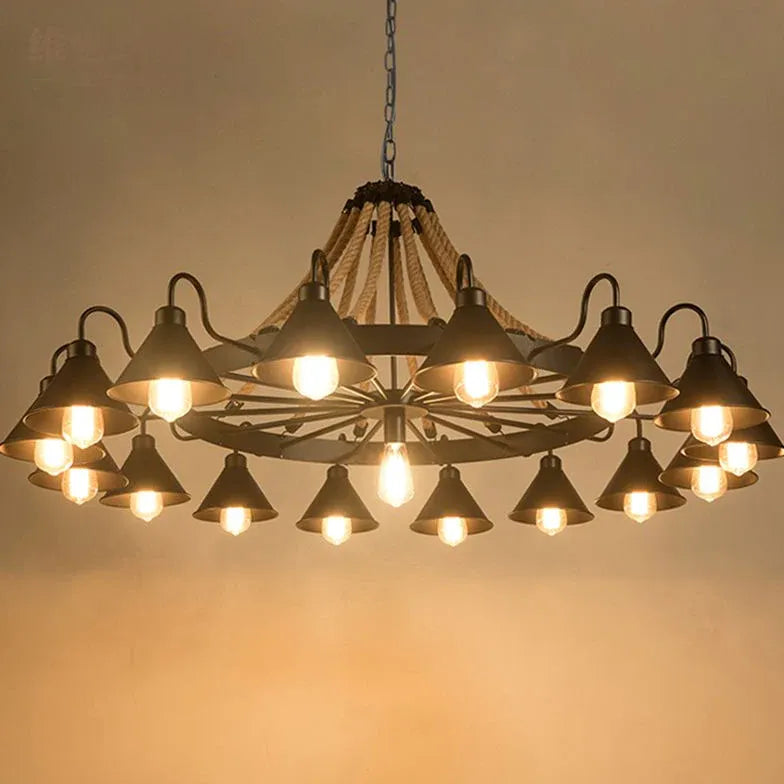 Wheel-Shaped Radiant Design Vintage Chandelier