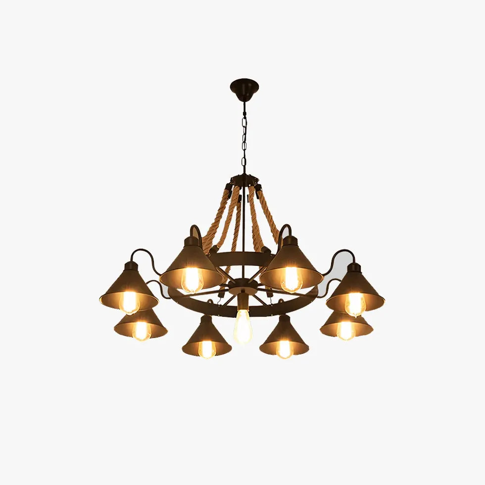 Wheel-Shaped Radiant Design Vintage Chandelier