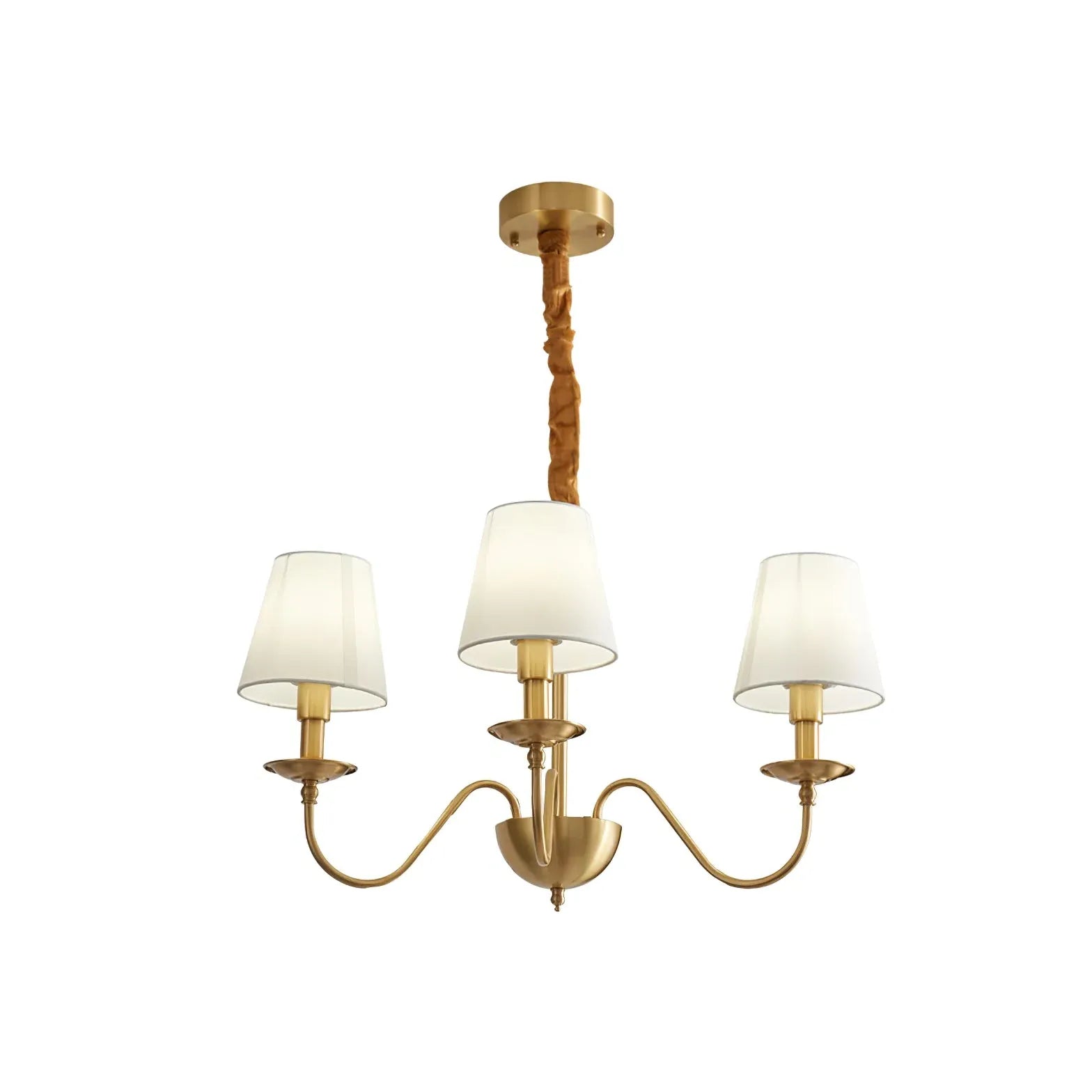 Multi-Light White Shade Gold Vintage Chandelier