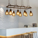 Grid Light Bulb Black Dining Room Chandelier