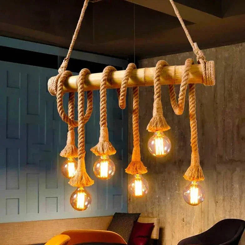 Suspension Luminaire Corde Industriel Vintage Café - Clowas.fr