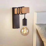 Bulb Wooden Base Industrial Wall Lights