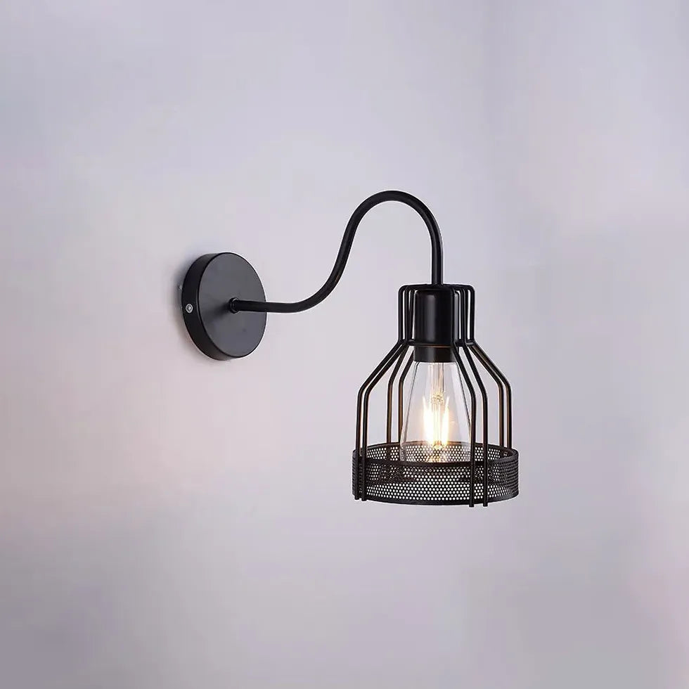 Metal Mesh Industrial Black Wall Lamps