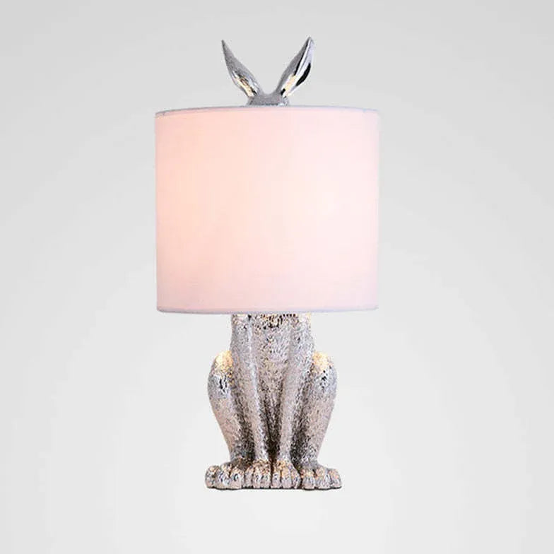 Lampe de table de chevet de forme de cylindre de lapin