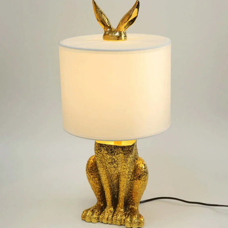 Lampe de table de chevet de forme de cylindre de lapin