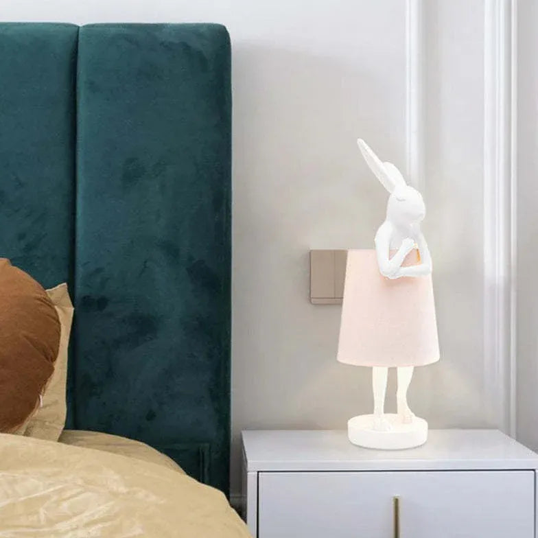 Lampe de table de chevet moderne en forme de lapin blanc