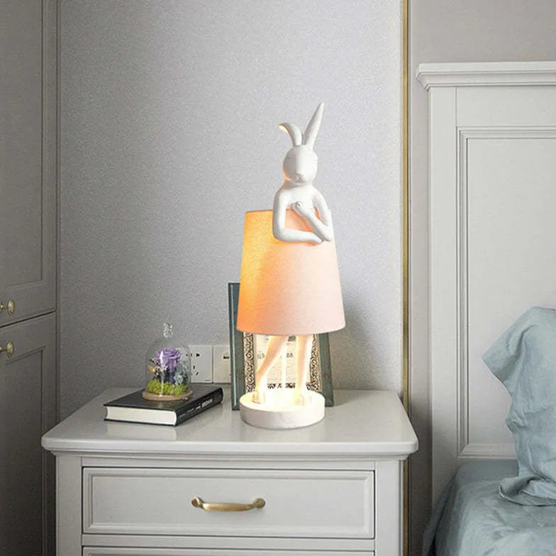 Lampe de table de chevet moderne en forme de lapin blanc