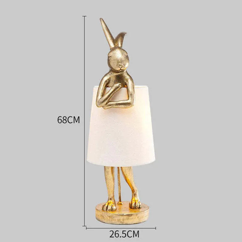 Lampe de table de chevet moderne en forme de lapin blanc