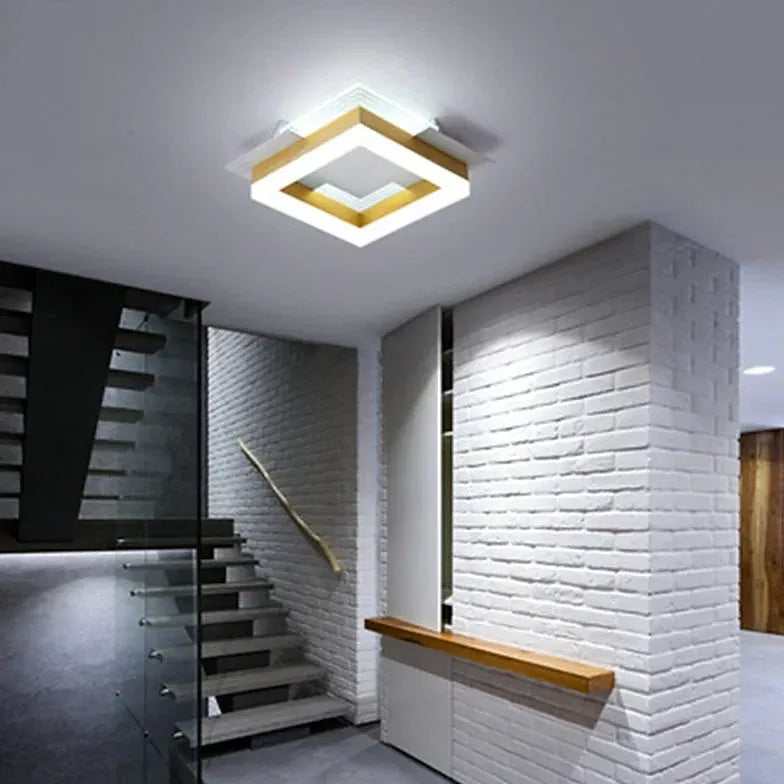 Square Gold Modern Corridor Ceiling Light