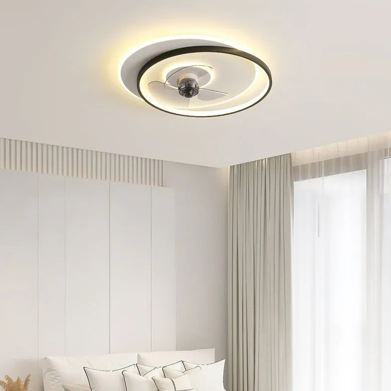 Black and White LED Modern Bedroom Fan Light