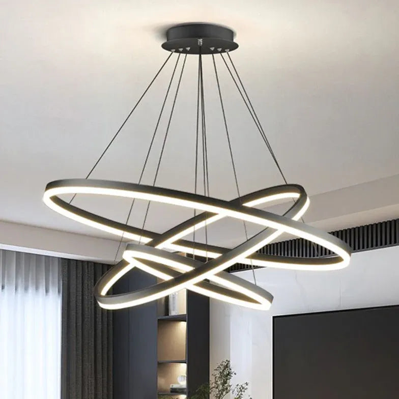 Multi-Ring Modern Black LED Pendant Light