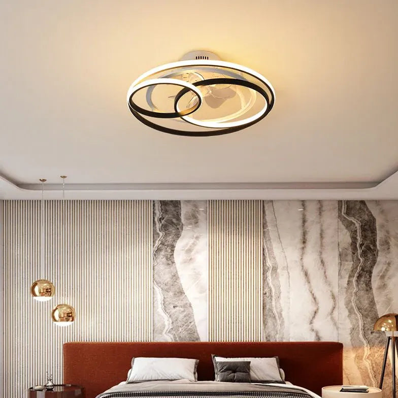 Crossed Ring Design LED Ceiling Fan Light