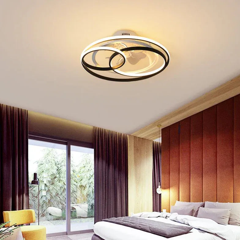 Crossed Ring Design LED Ceiling Fan Light