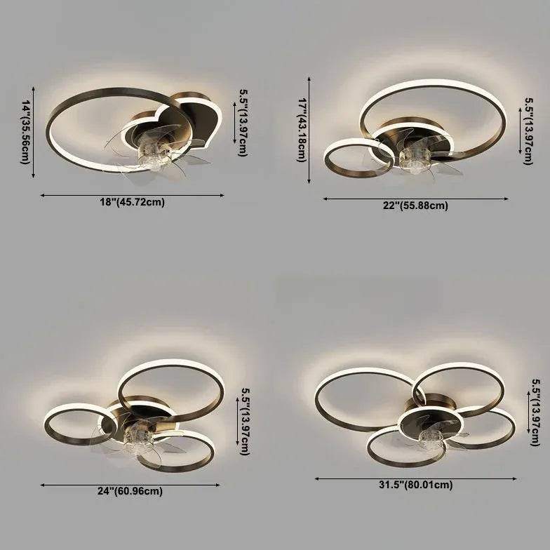 Double Ring Modern LED Ceiling Fan Light