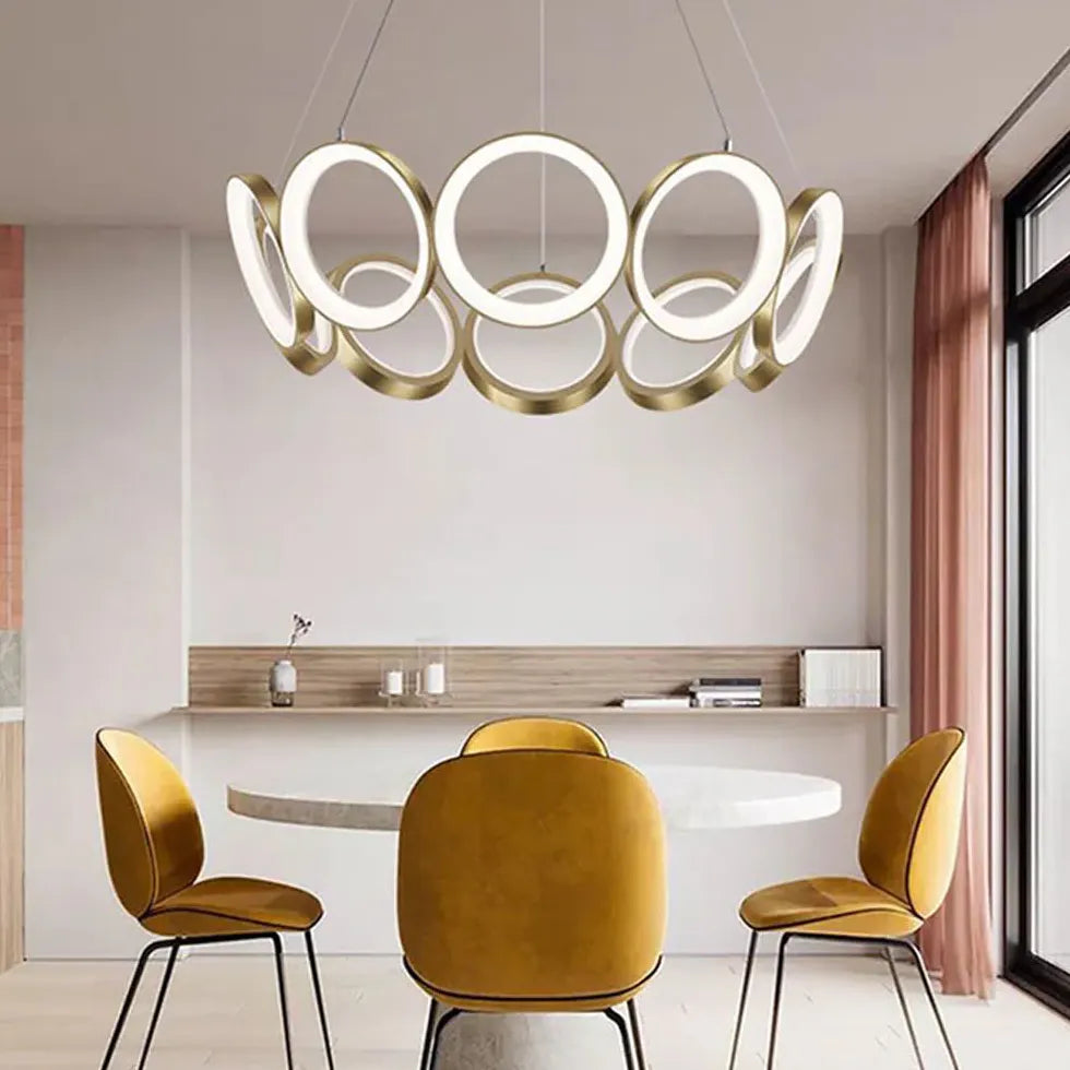 Petal Design en forme d'anneau Gold Pendant Light