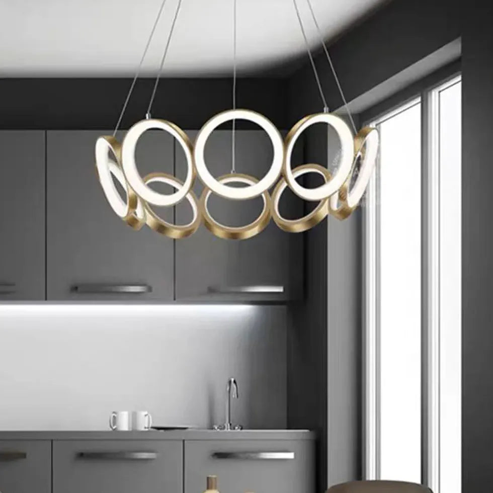 Petal Design en forme d'anneau Gold Pendant Light