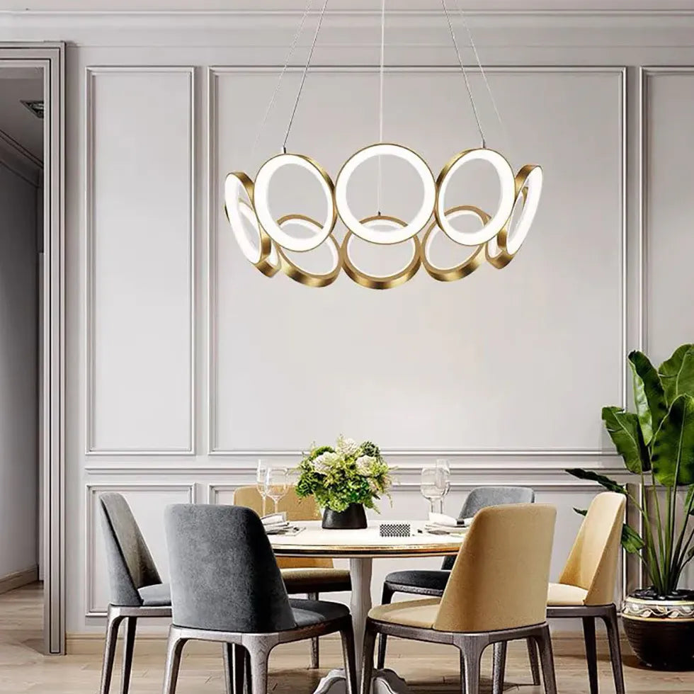 Petal Design en forme d'anneau Gold Pendant Light