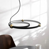 Double Ring Creative Design Black LED Pendant Light