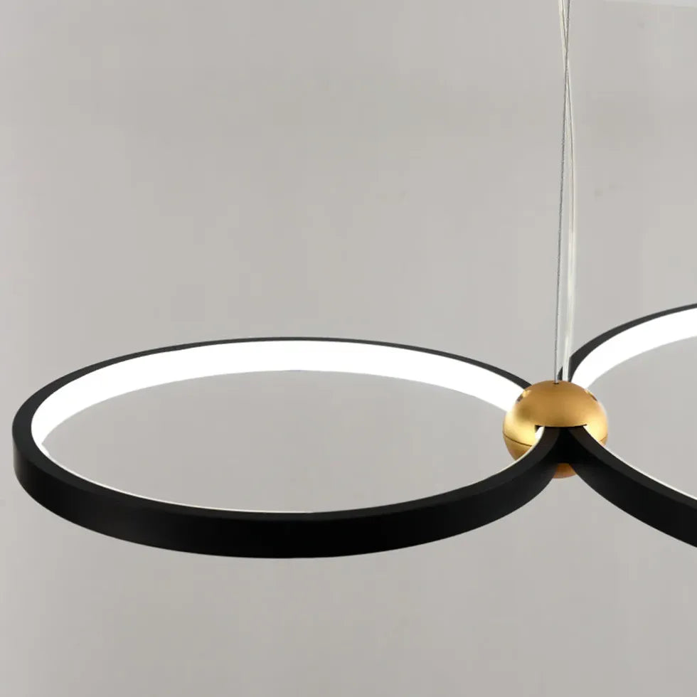 Double Ring Creative Design Black LED Pendant Light