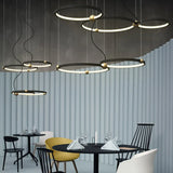 Double Ring Creative Design Black LED Pendant Light