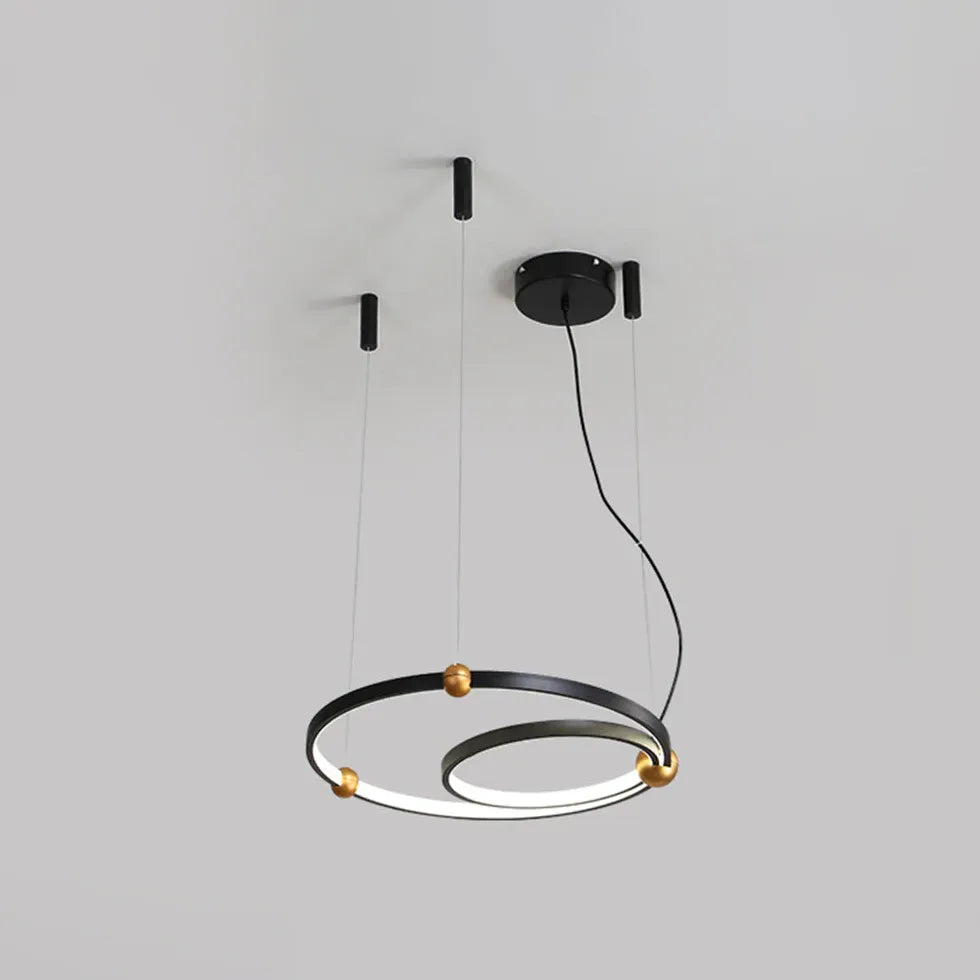 Double Ring Creative Design Black LED Pendant Light