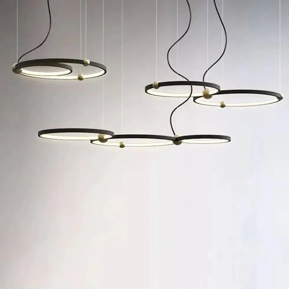 Suspension Led Noire Design À Double Anneau - Clowas.fr