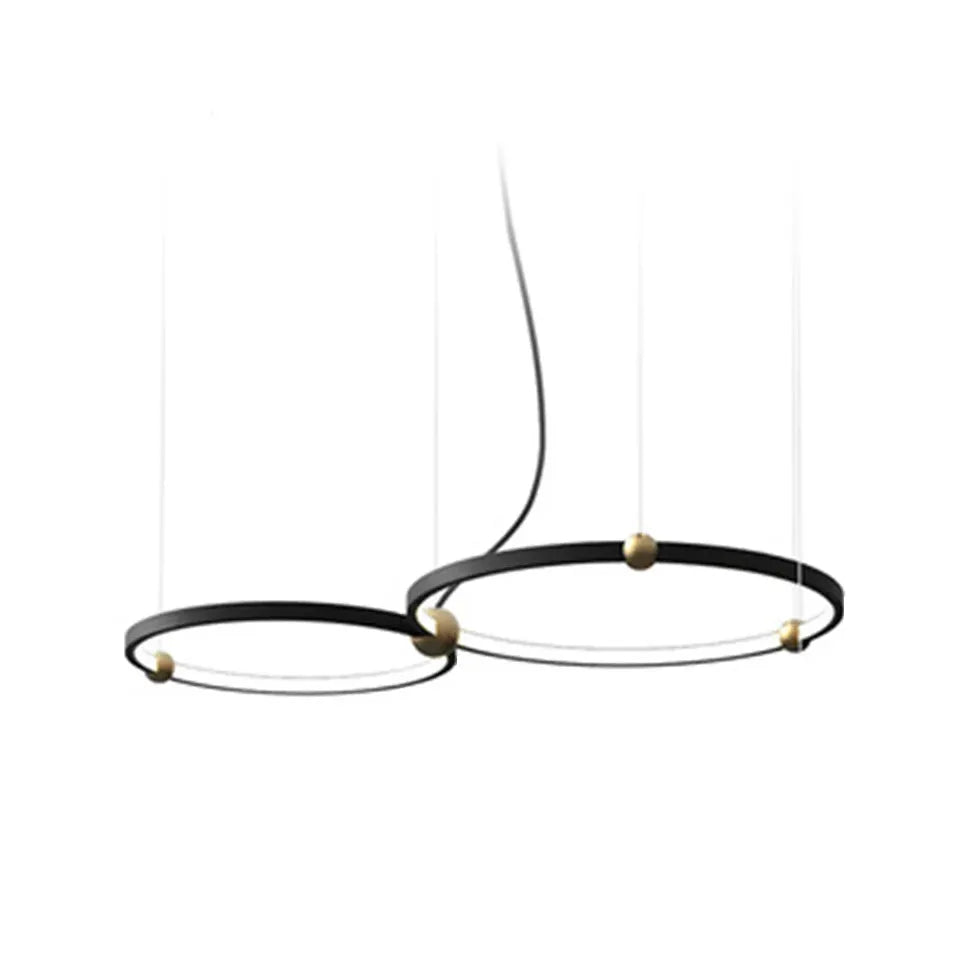 Double Ring Creative Design Black LED Pendant Light