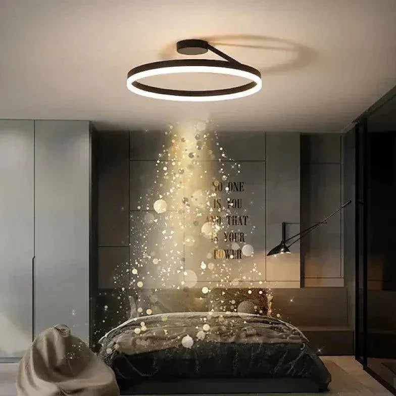 Plafonnier Led Simple Rond Noir Pour Chambre - Clowas.fr