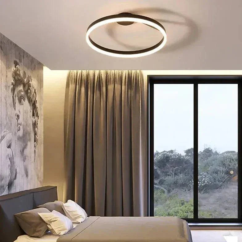Plafonnier Led Simple Rond Noir Pour Chambre - Clowas.fr