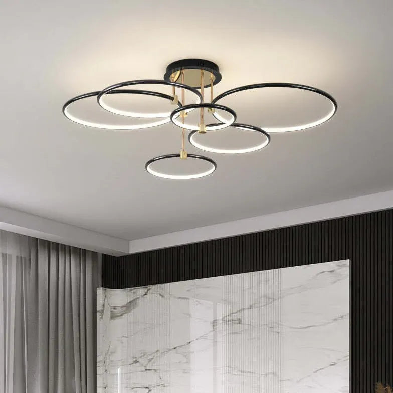 Multi-light Ring Modern Black LED Ceiling Light