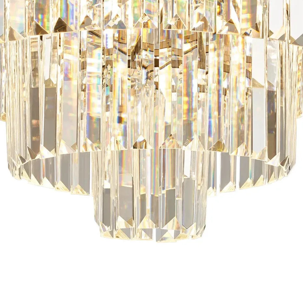 Multi-Layered Crystal Gold Branch Chandelier