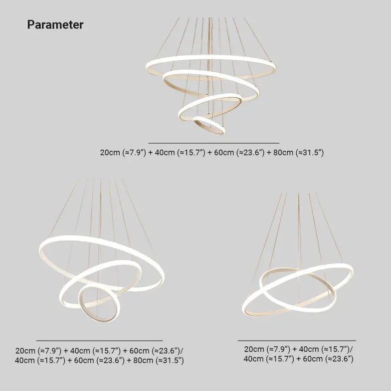 Suspension LED moderne en anneau pour salon