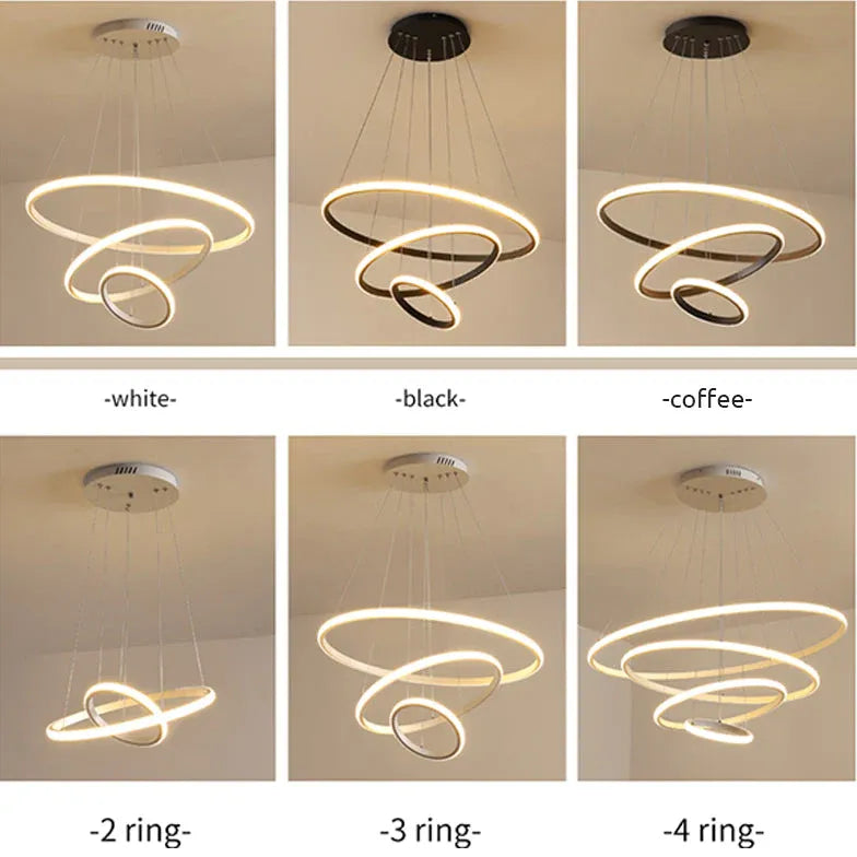 Suspension LED moderne en anneau pour salon