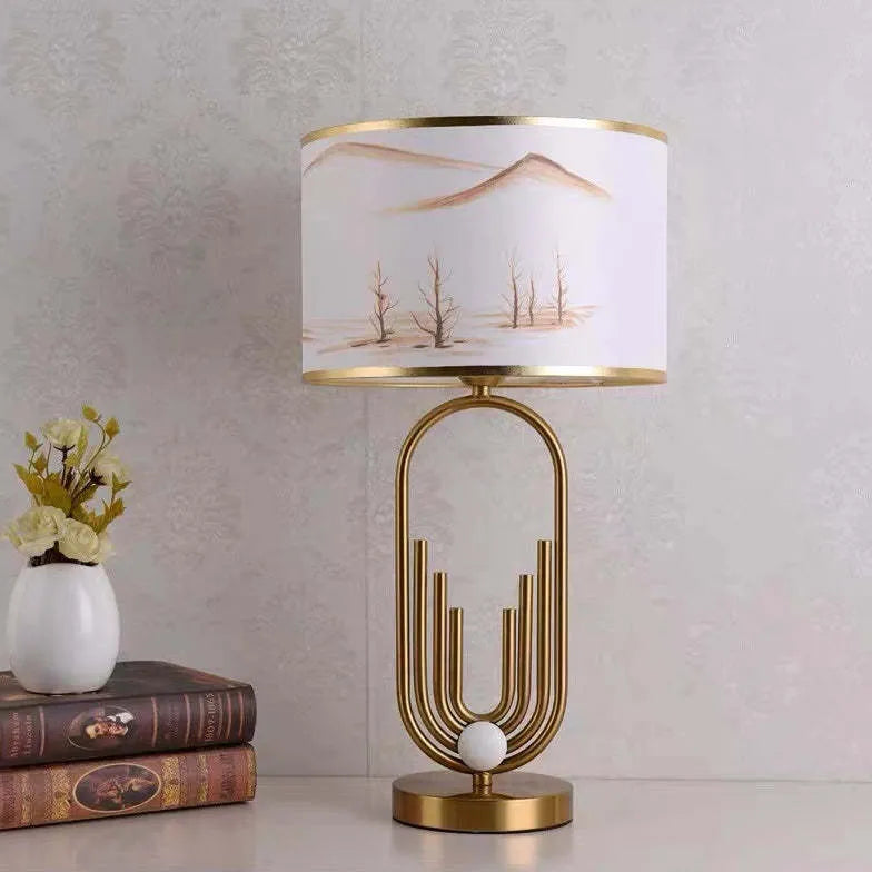 Modèle de paysage cylindrique lampe de table artistique