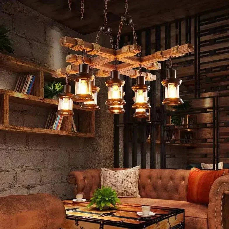 Lustre Industriel En Bois Pour Clôture De Salon - Clowas.fr