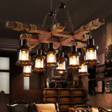 Lustre industriel en bois pour cl?ture de salon