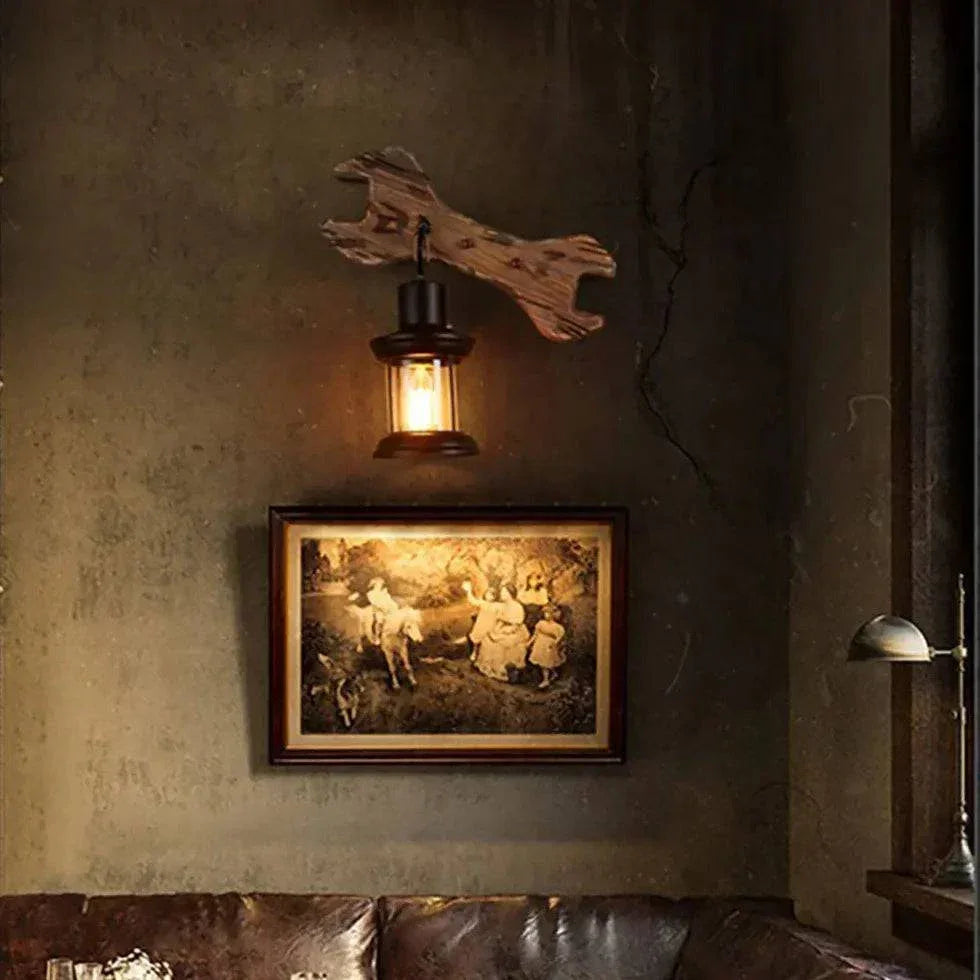 Lampe Murale Industrielle Vintage Bois - Clowas.fr