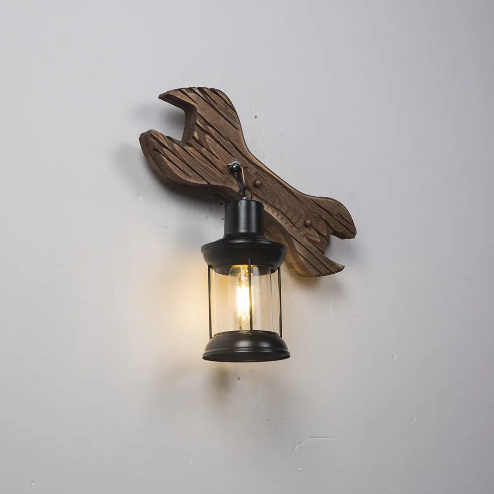 Lampe Murale Industrielle Vintage Bois