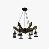 Lustre Bois Et Noir Industriel Vintage Créatif - Clowas.fr