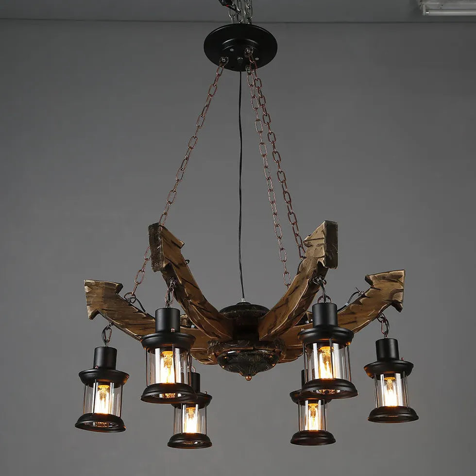 Multi-Light Wooden Lantern Dining Room Pendant Light