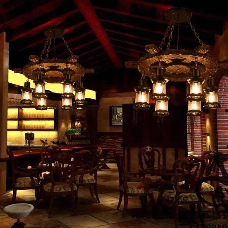 Lustre Rustique Bois Vintage Industriel Créatif - Clowas.fr