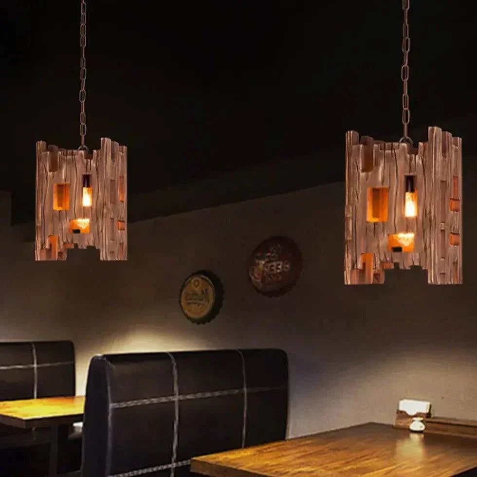 Luminaire Suspension Style Ancien Bois Vintage - Clowas.fr