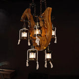 Suspension vintage en bois en forme d'ancre