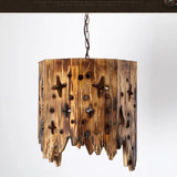 Lampe suspension bois style vintage rustique