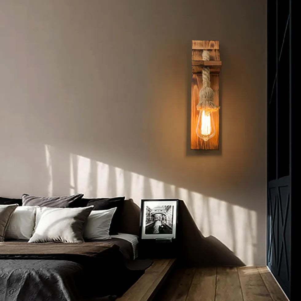 Wooden Rope Industrial Wall Lights