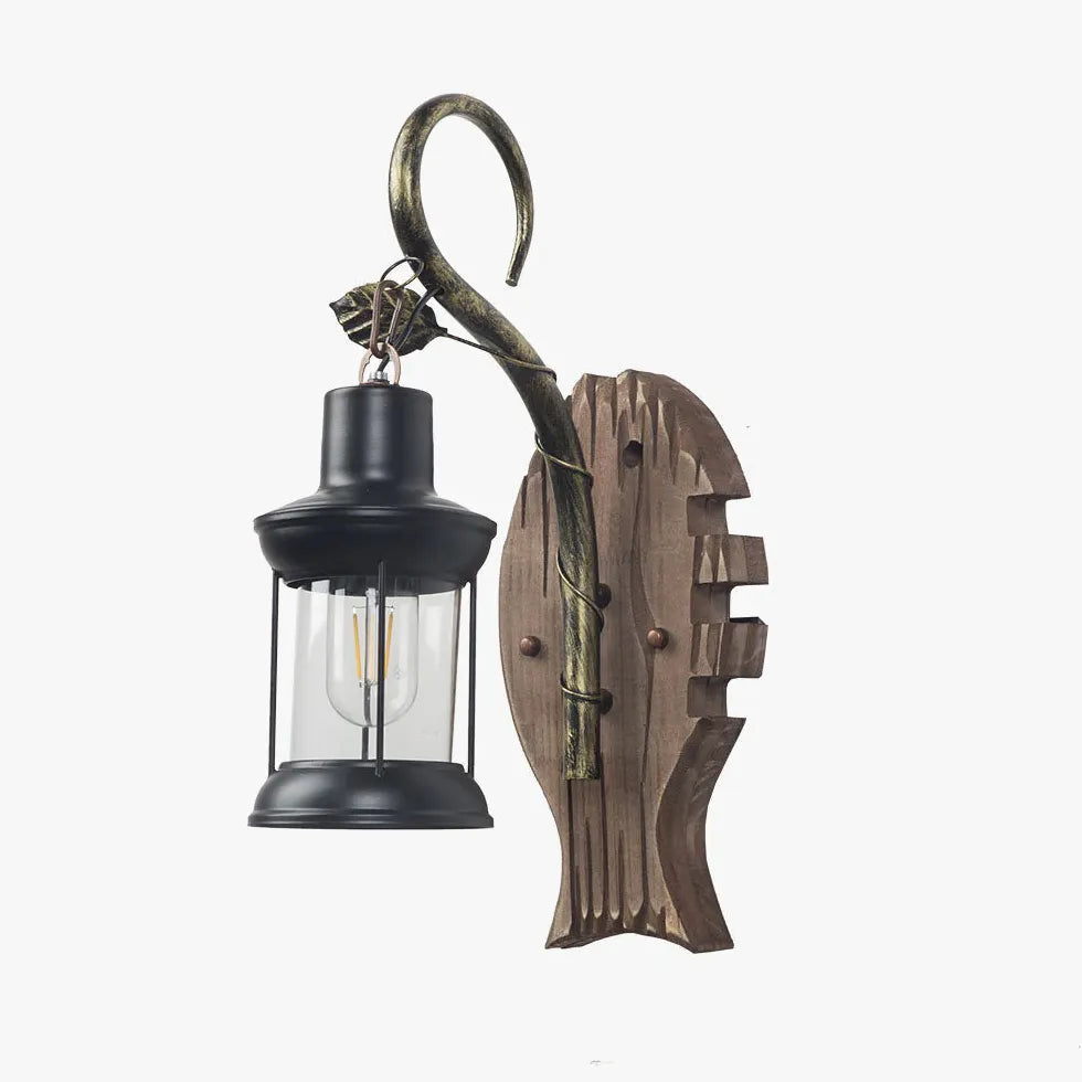 Fish Shape Lantern Wood Vintage Wall Lights