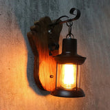 Iron Lantern Wooden Vintage Wall Lights