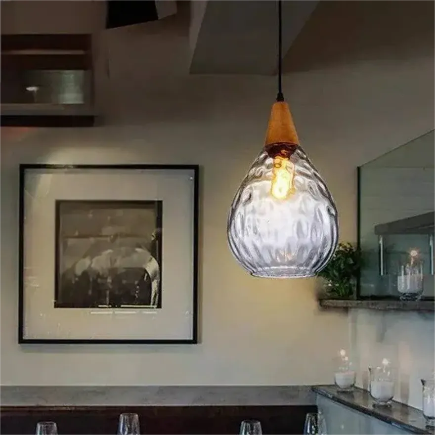 Suspension Goutte d'Eau en Verre Vintage pour Salle à Manger