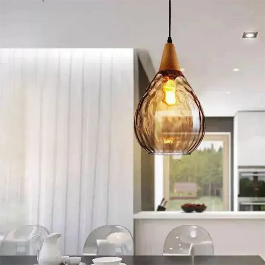 Suspension Goutte d'Eau en Verre Vintage pour Salle à Manger